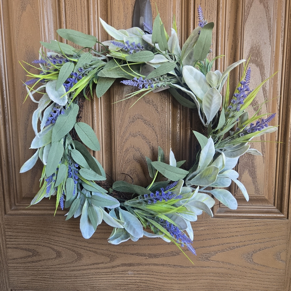 Spring Lavender Farmhouse Wreath 12" Easter  NEW